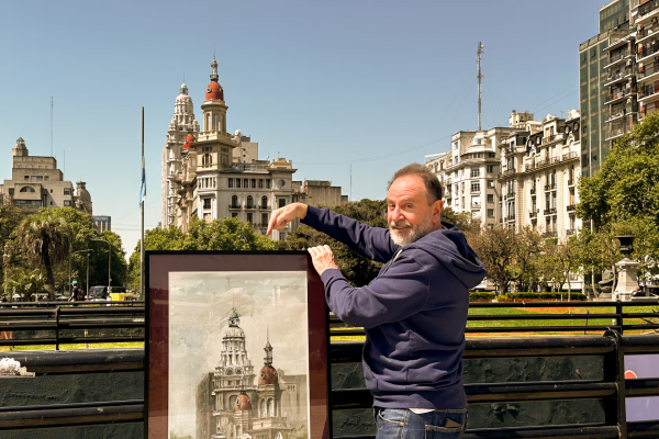 Pinta edificios patrimoniales como una forma de expresar su amor por Buenos Aires